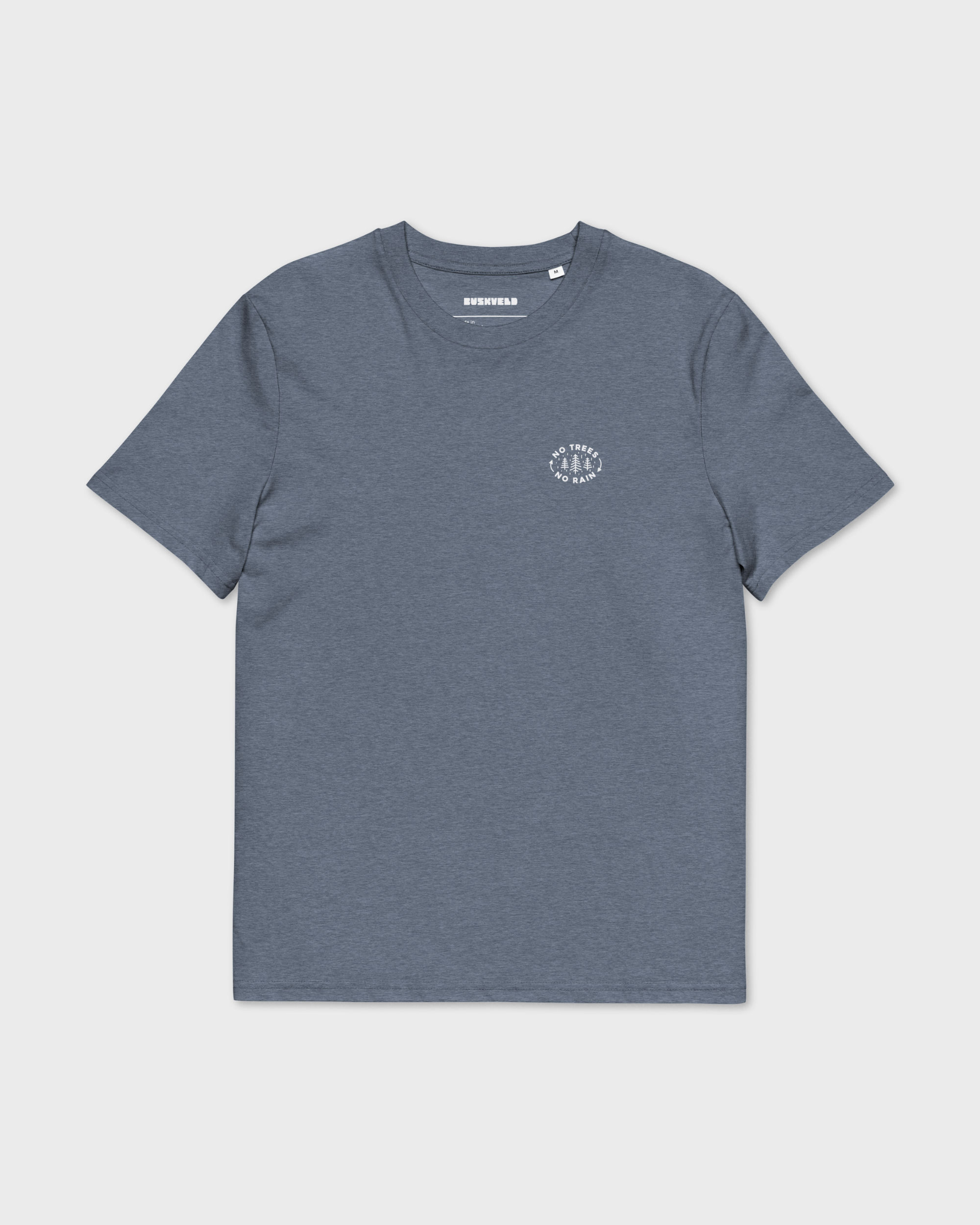 Unisex organic cotton t shirt dark heather blue front 699b3366b9955