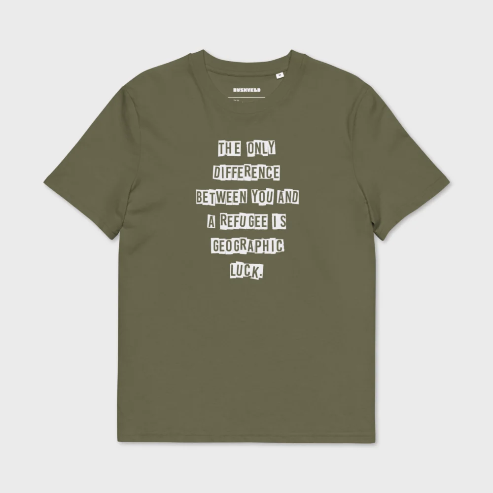 Geographic luck unisex organic cotton creator 2.0 t shirt khaki front 6a64bb203e817